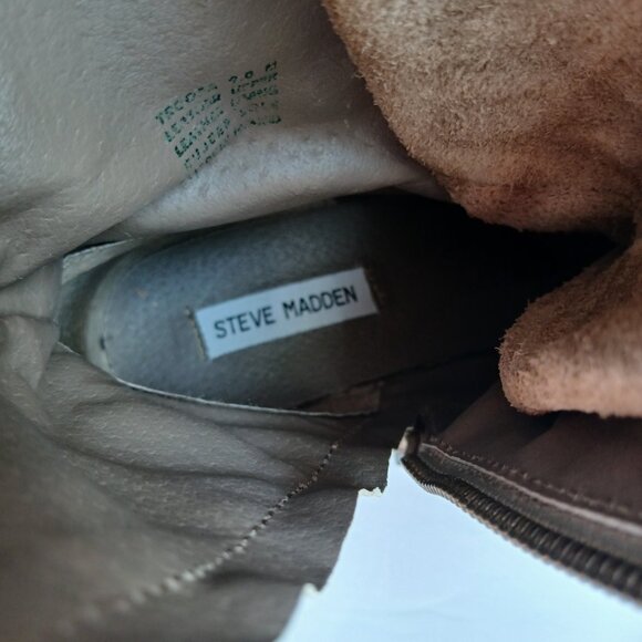 Steve Madden 'Troopa' Boots Taupe 9 Hole Leather Side Zip Combat Boots Sz 9 - Picture 10 of 12